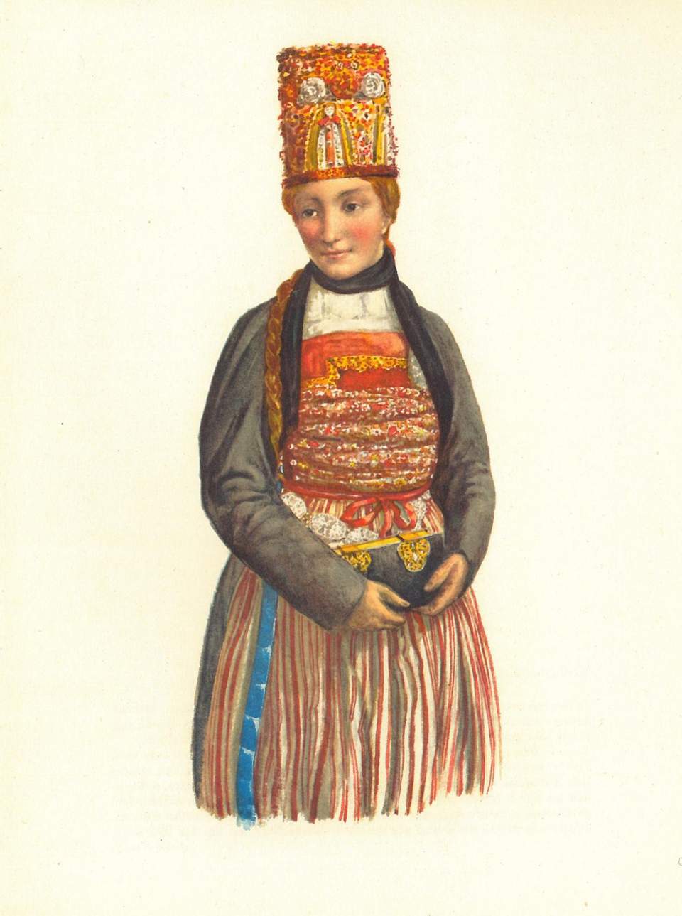 Trachtendarstellung, Klettgauer Brauttracht, Schaffhausen