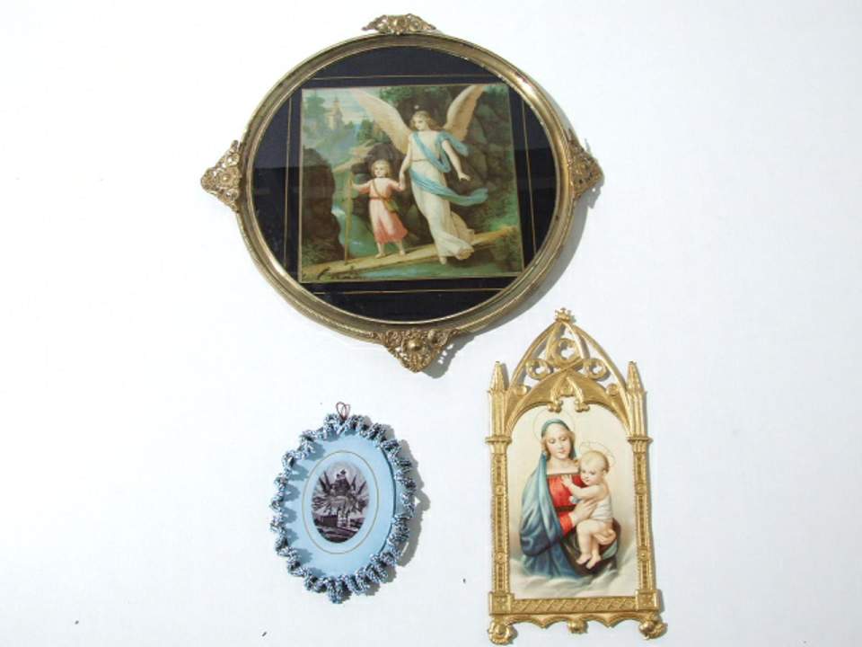 3 Andachtsbilder, Madonna, Schutzengel