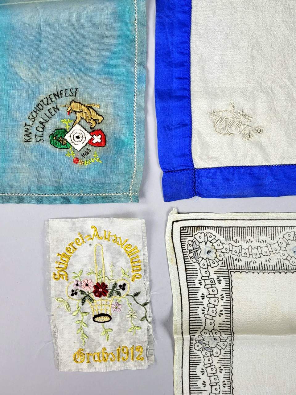 3 Taschentücher, Nastücher, Stickereibildchen