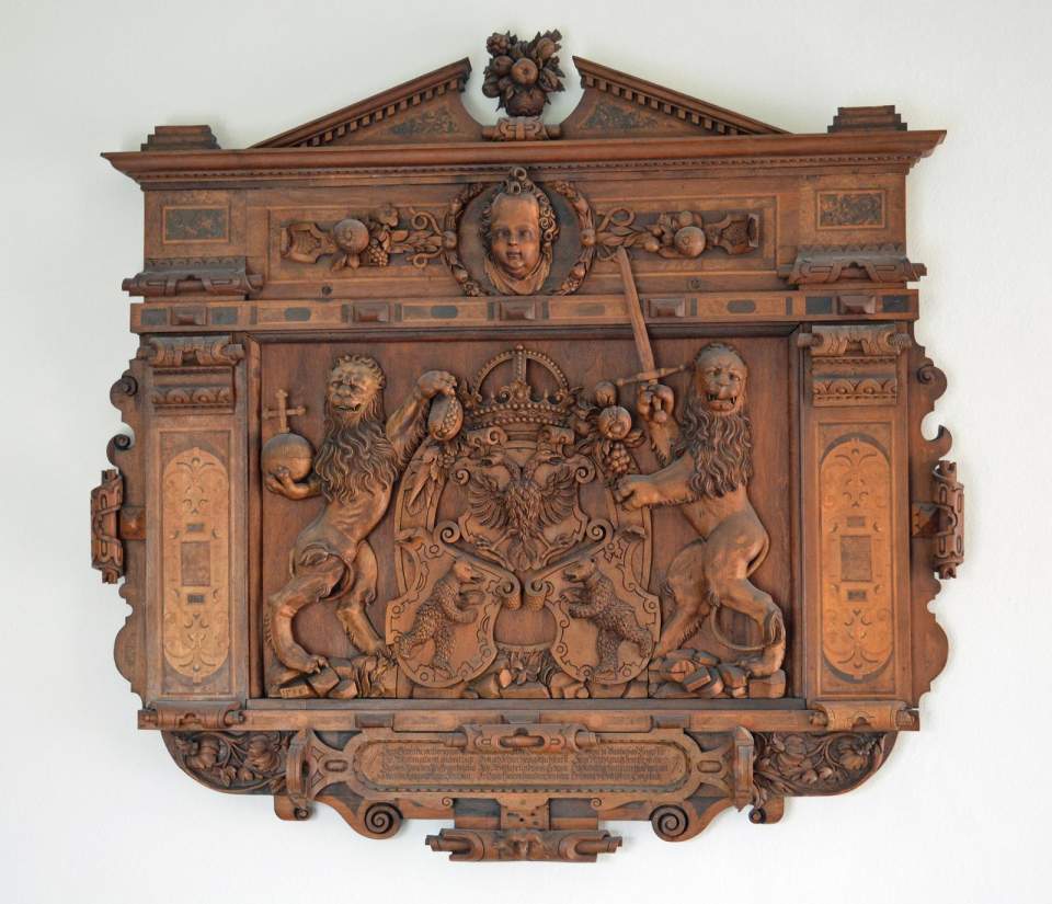 Stadtwappen, Wappentafel aus dem Zunfthaus der Weber, St.Gallen 1596