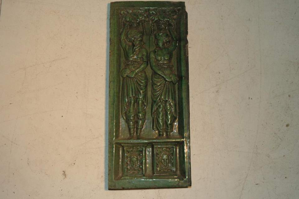 Ofenkachel(n), Lisene, grün