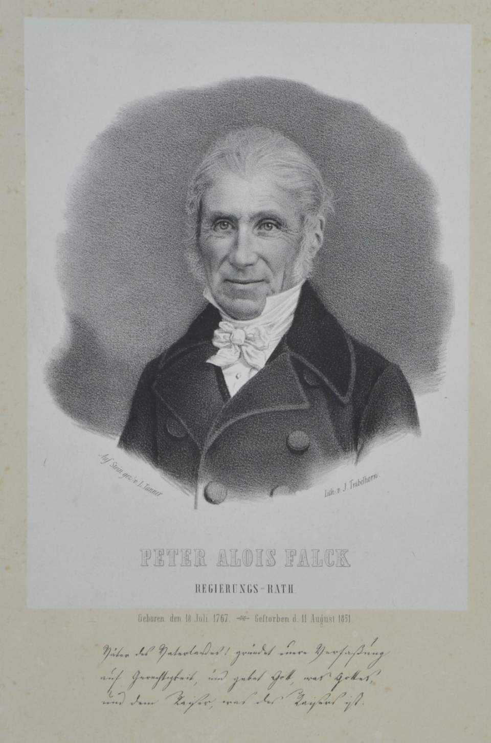 Lithographie Peter Alois Falck, Regierungsrat, 18.07.1767 - 11.08.1851