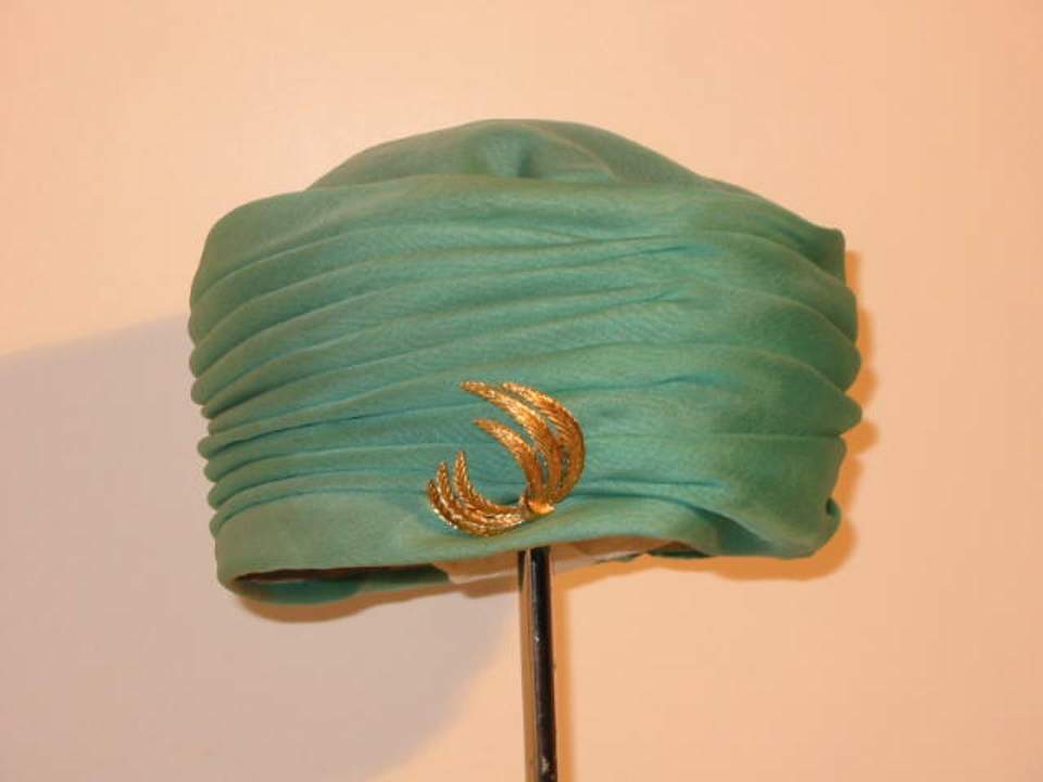 Türkisfarbener Turban, Damenhut, Hut