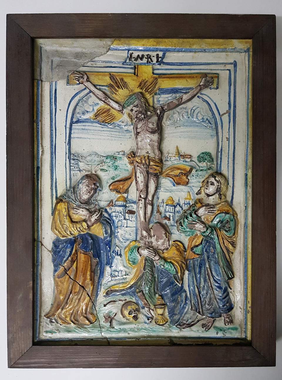 Ofenkachel, Füllkachel, Jesus am Kreuz