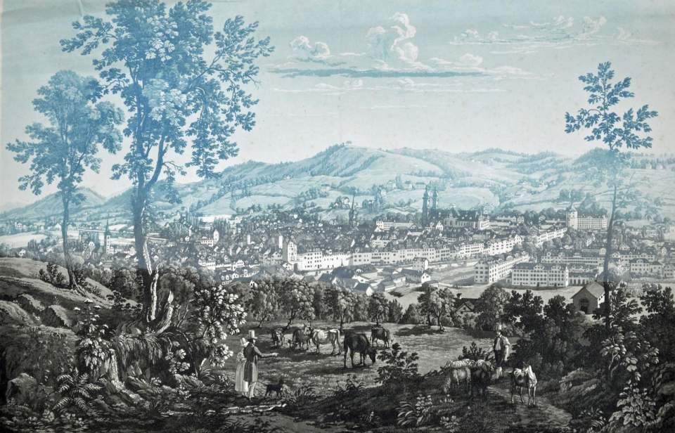 Ansicht der Stadt St.Gallen und ihrer Umgebung von Nordwesten, um 1835