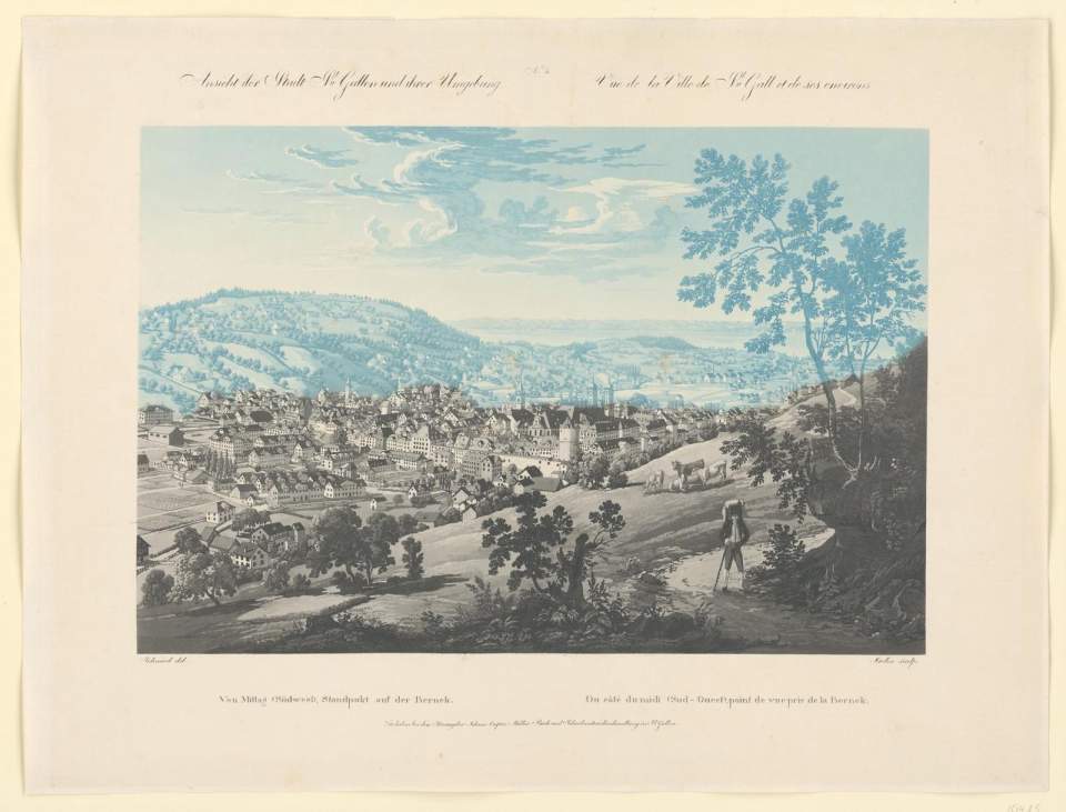 Ansicht der Stadt St.Gallen und ihrer Umgebung von Südwesten, um 1835