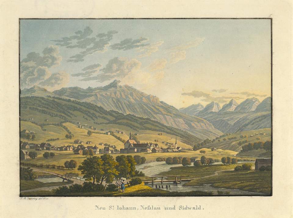 Ansicht Neu St. Johann, Nesslau und Sidwald