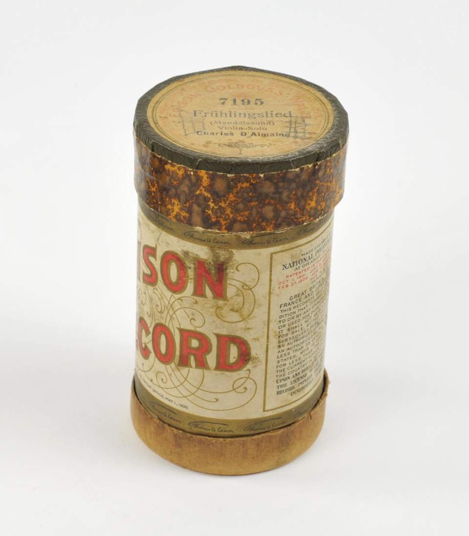 Wachszylinder mit Hülle "Edison Amberol Record"