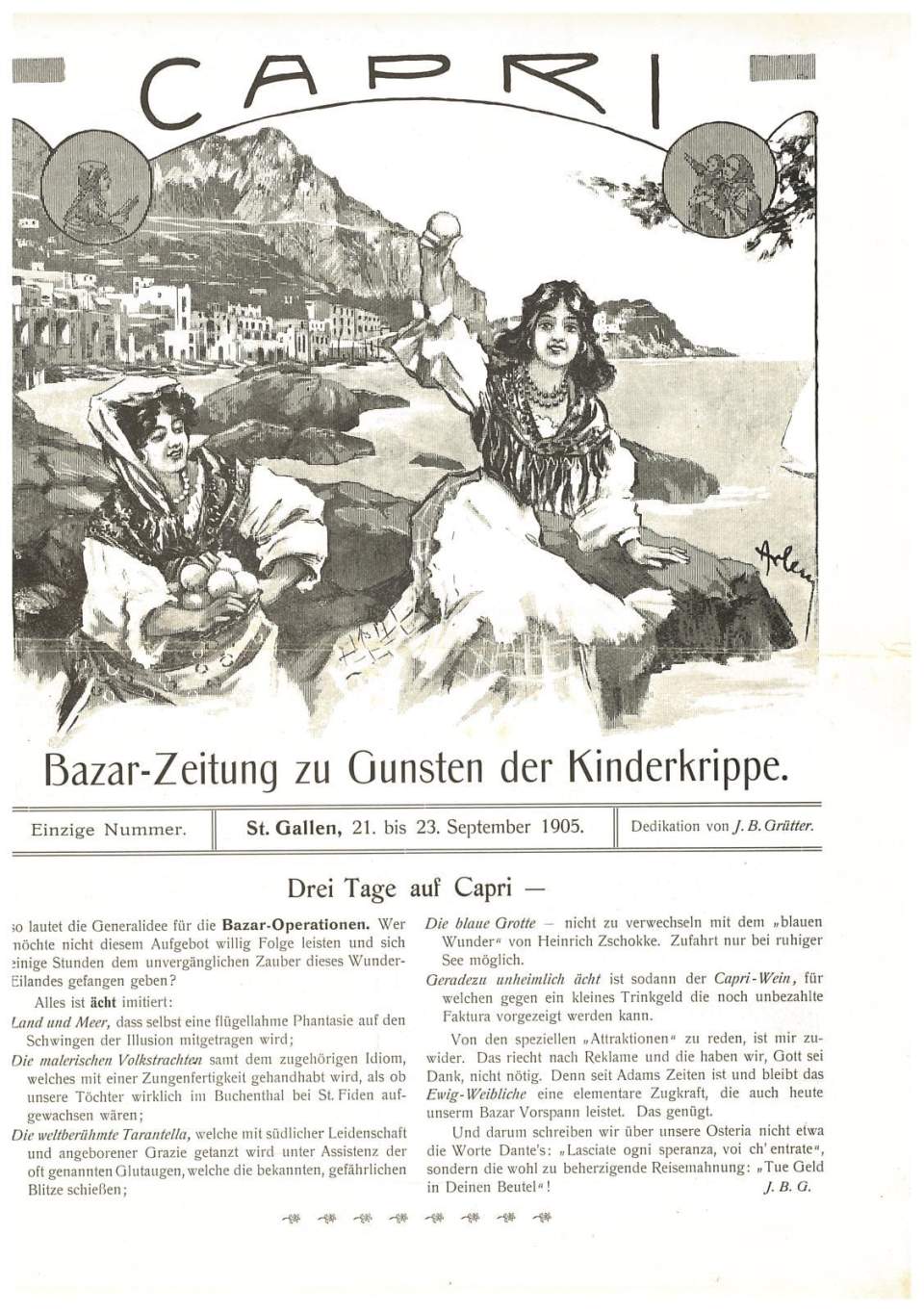 Bazar-Zeitung zugunsten der Kinderkrippe St. Gallen 1905