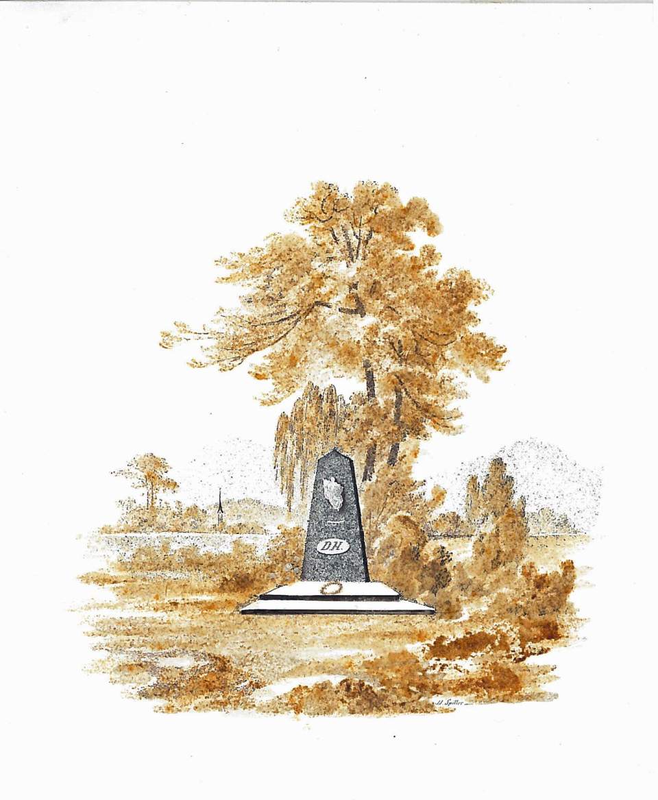 Todesandenken, Trauerkarte für D.H., Haarbild, Haararbeit