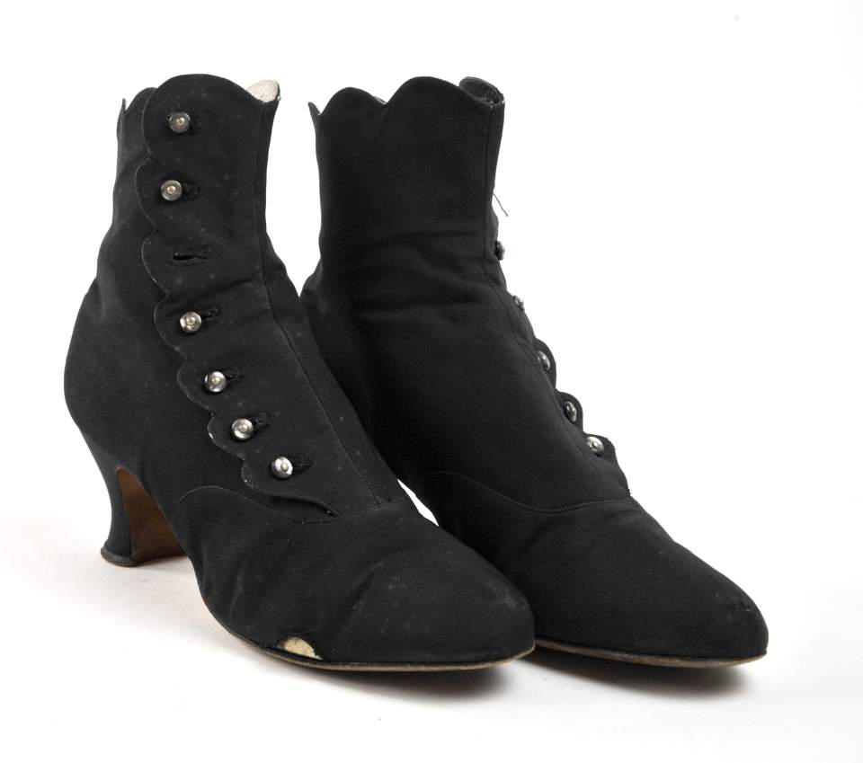 Schwarze Damen-Stiefeletten, Stiefel mit Knopfverschluss