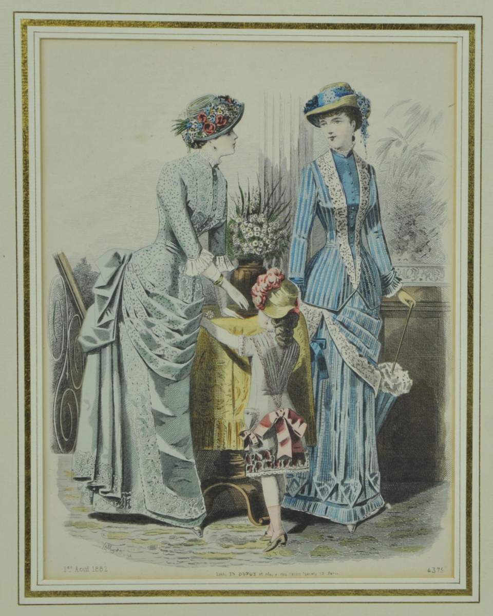 Modeillustration Frauen und Mädchen in Tournüren (Cul de Paris)
