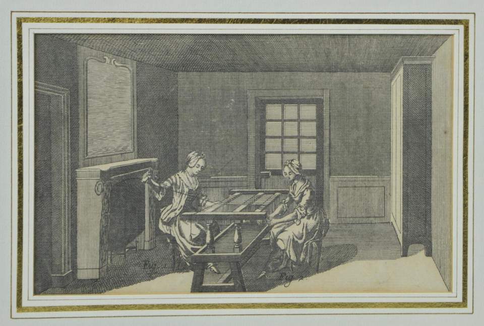 Illustration aus Diderot's und d'Alembert's Enzyklopädie, evtl. Seidenweberei