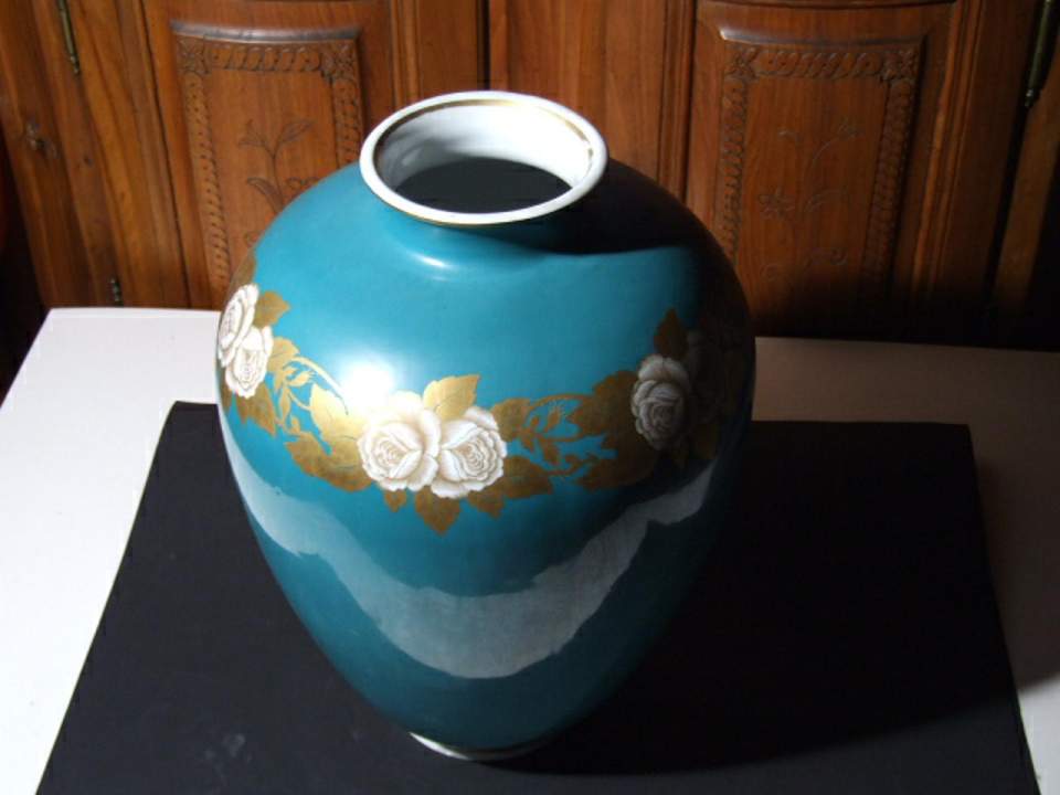Vase, "Weimarer Porzellan", 1920, Grünglas