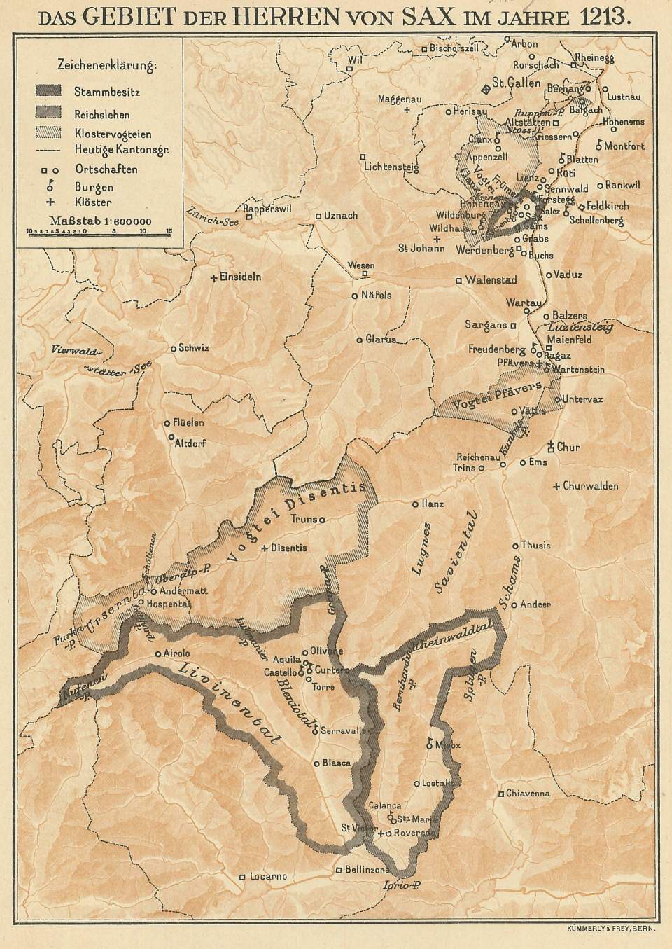 Karte, Graubünden und Rheintal