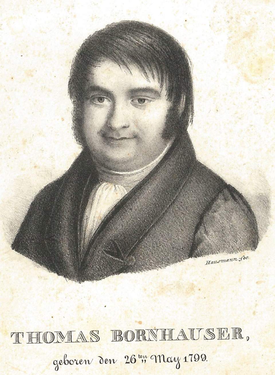 Porträt Thomas Bornhauser, Lithographie