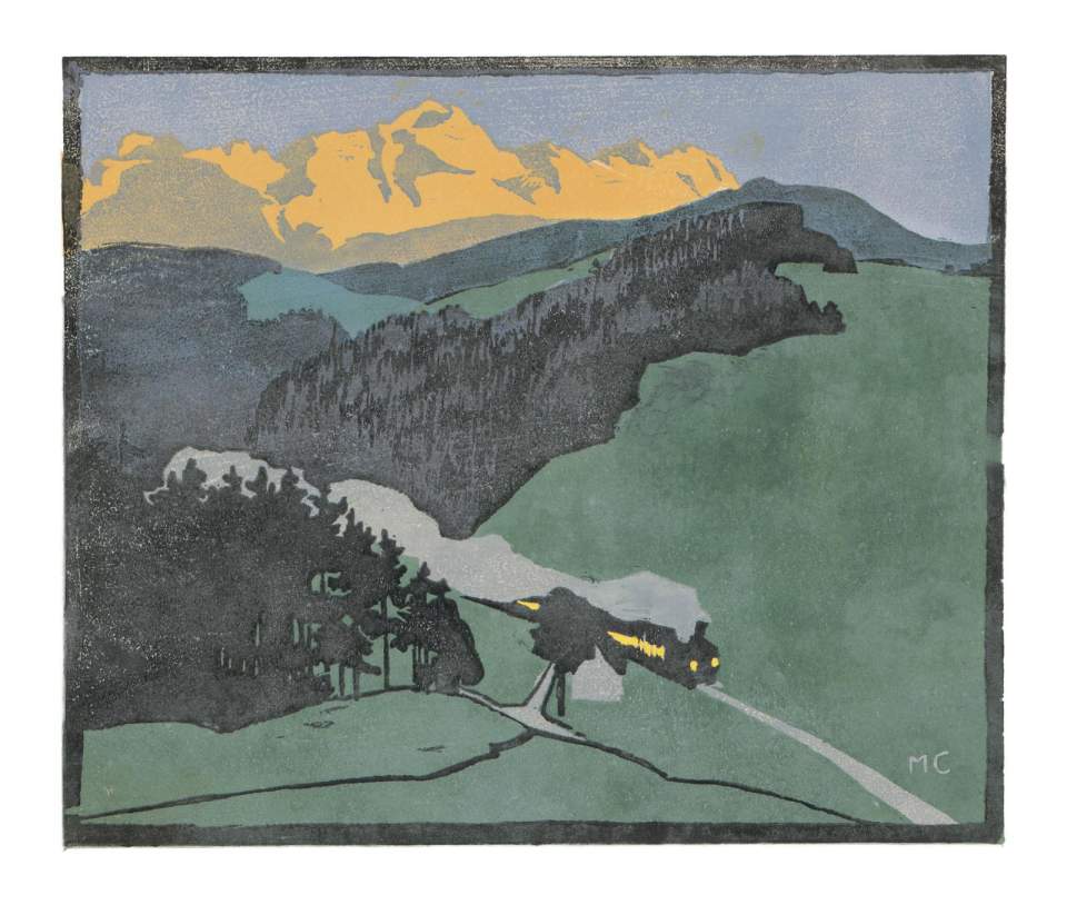 Farbholzschnitt "Blick auf den Säntis",  Nr. 1