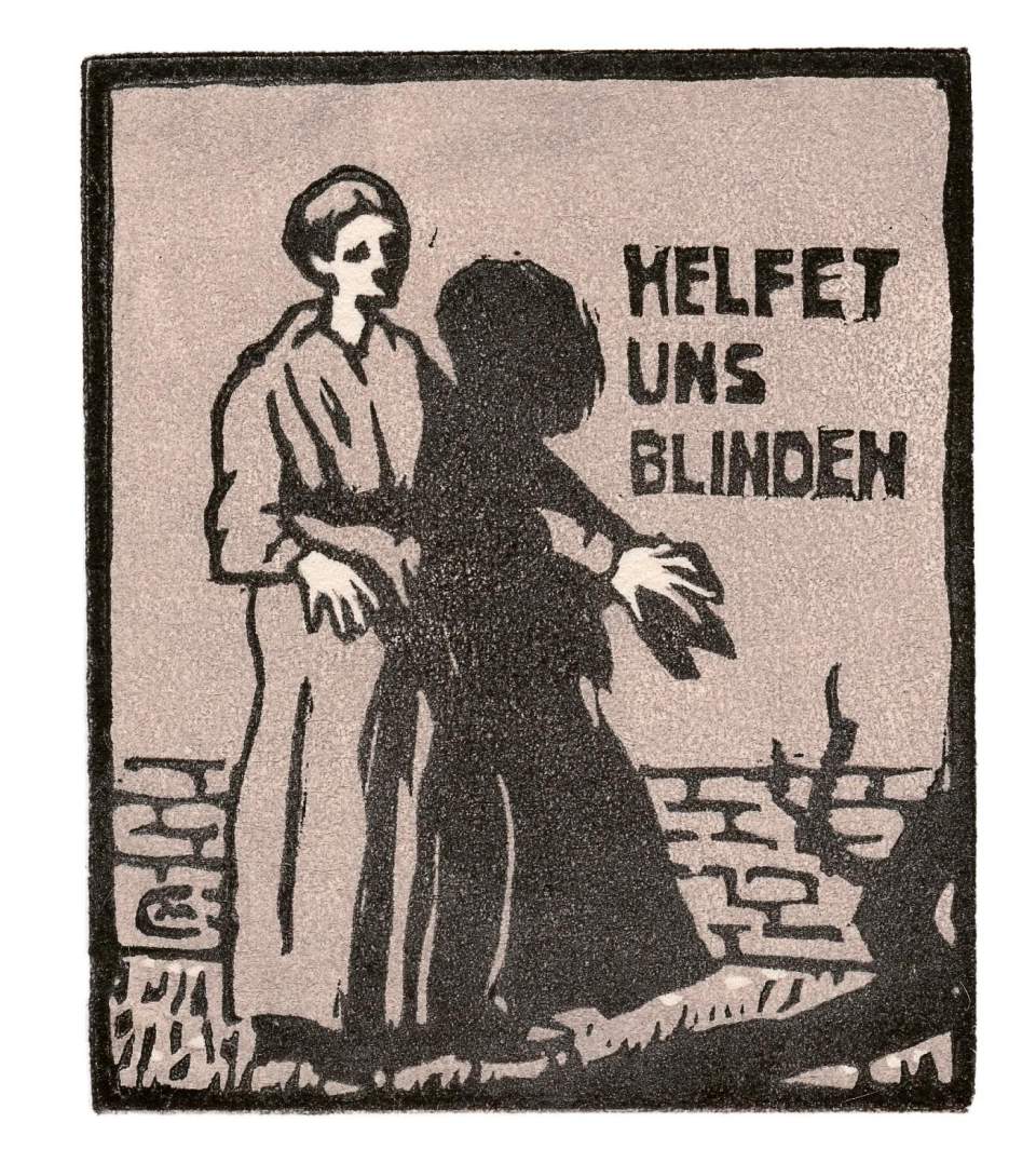 Holzschnitt - Kleingraphik "Briefkleber für Blindenheim"