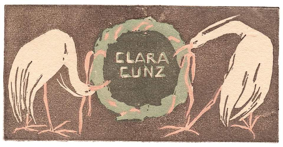 Holzschnitt - Kleingraphik "Visitenkarte für Clara Cunz"
