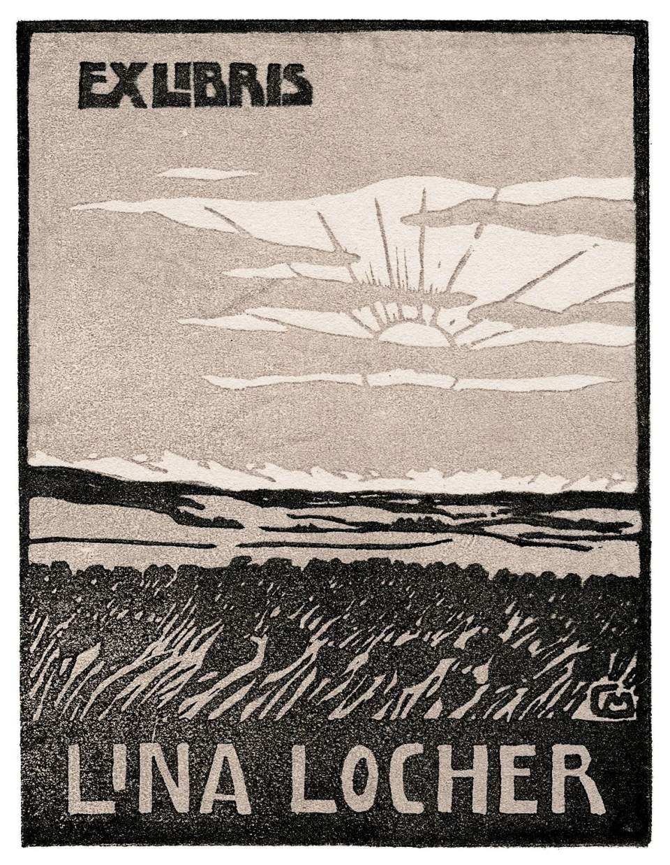 Holzschnitt - Kleingraphik "Ex Libris für Lina Locher"
