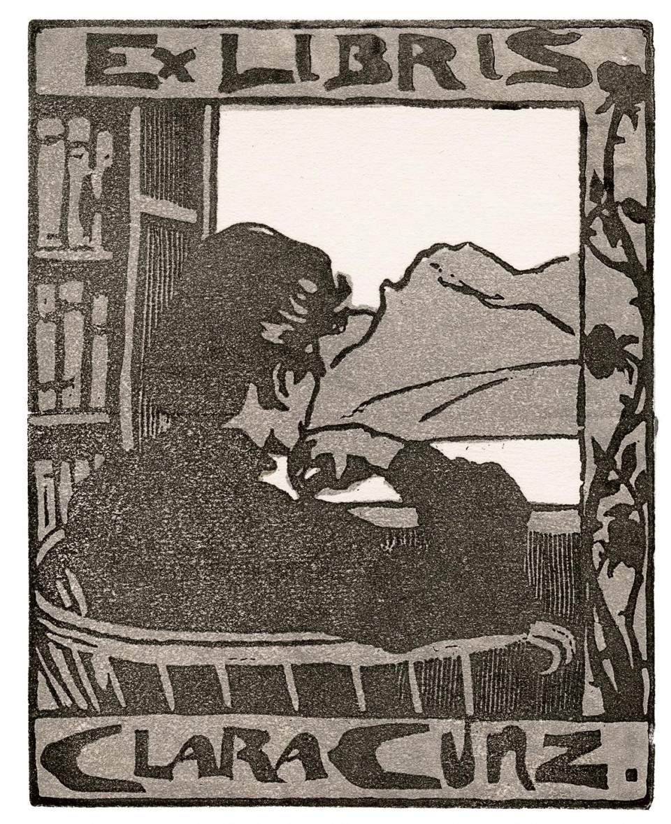 Holzschnitt - Kleingraphik "Ex Libris für Clara Cunz"