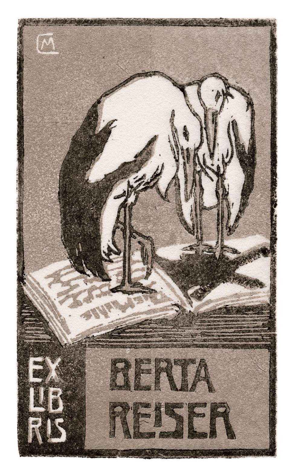 Holzschnitt - Kleingraphik "Ex Libris für Berta Reiser" / Handdruck