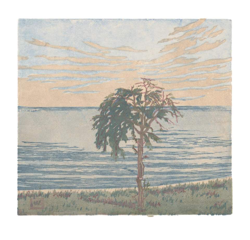 Farbholzschnitt "Das Bäumchen" / Orig. Holzschnitt Handdruck Nr. 1