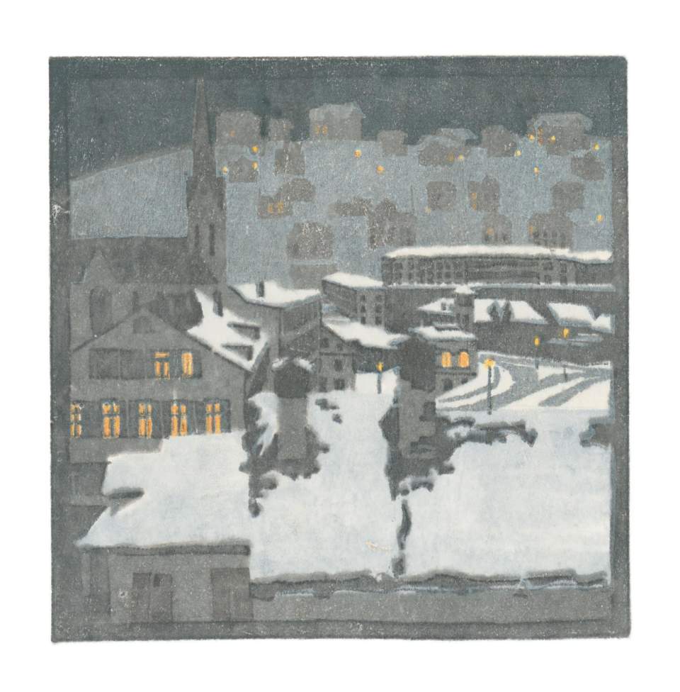 Farbholzschnitt "Abend" / Nr. 1