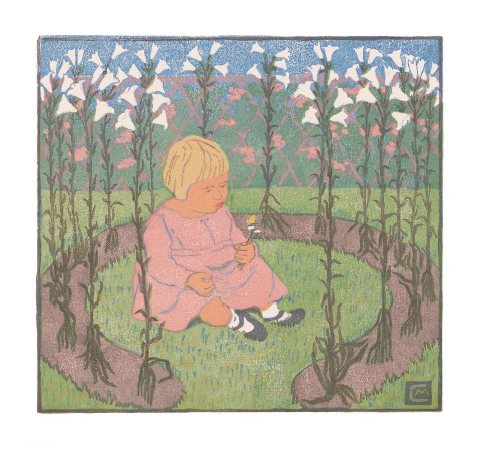 Farbholzschnitt "Kinderland" / Handdruck Nr.11