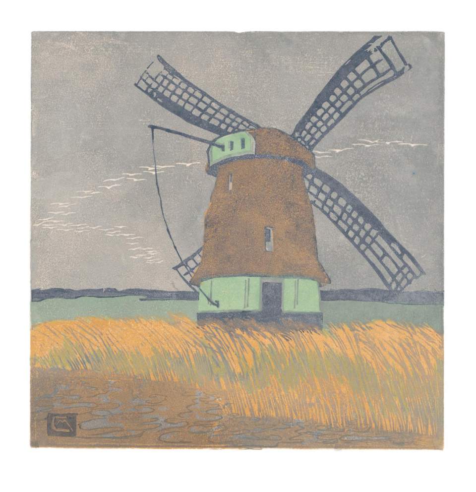 Farbholzschnitt "Aus Holland", Handdruck Nr. 1