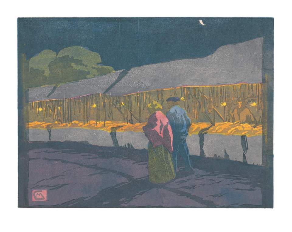 Farbholzschnitt "Vor Schluss" / Handdruck Nr. 1
