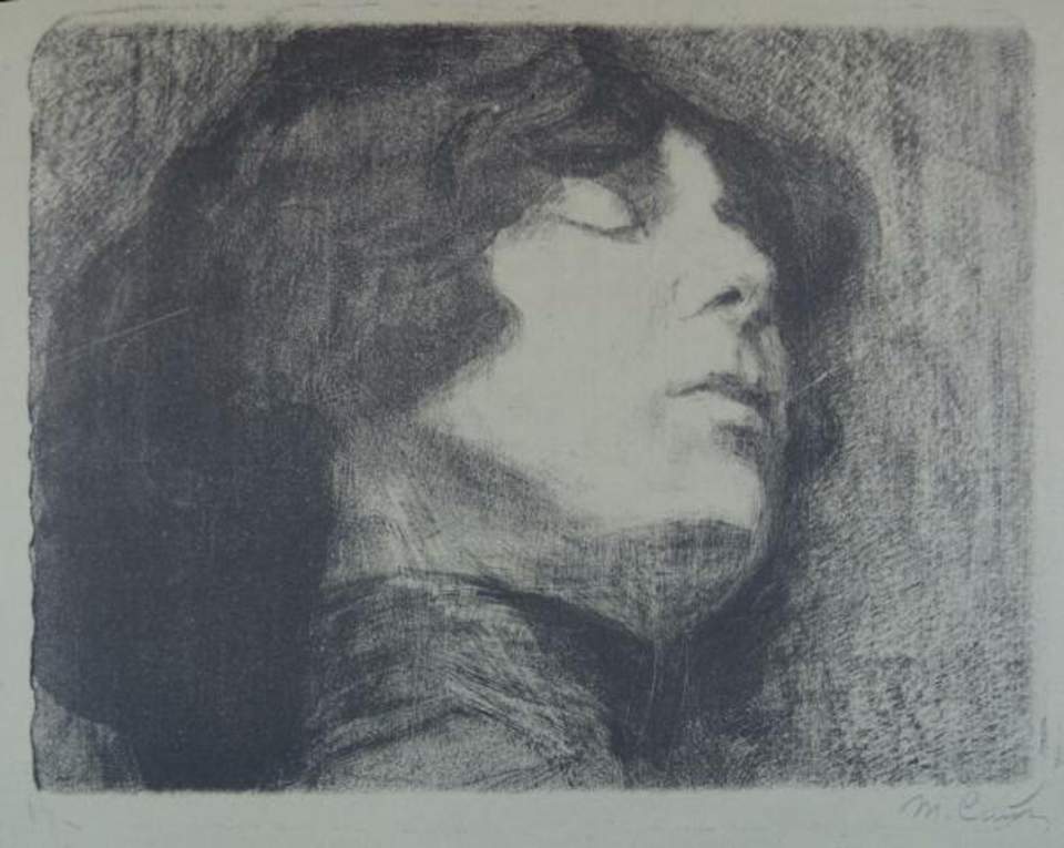 Lithographie "Kopf eines schlafenden Mädchens"
