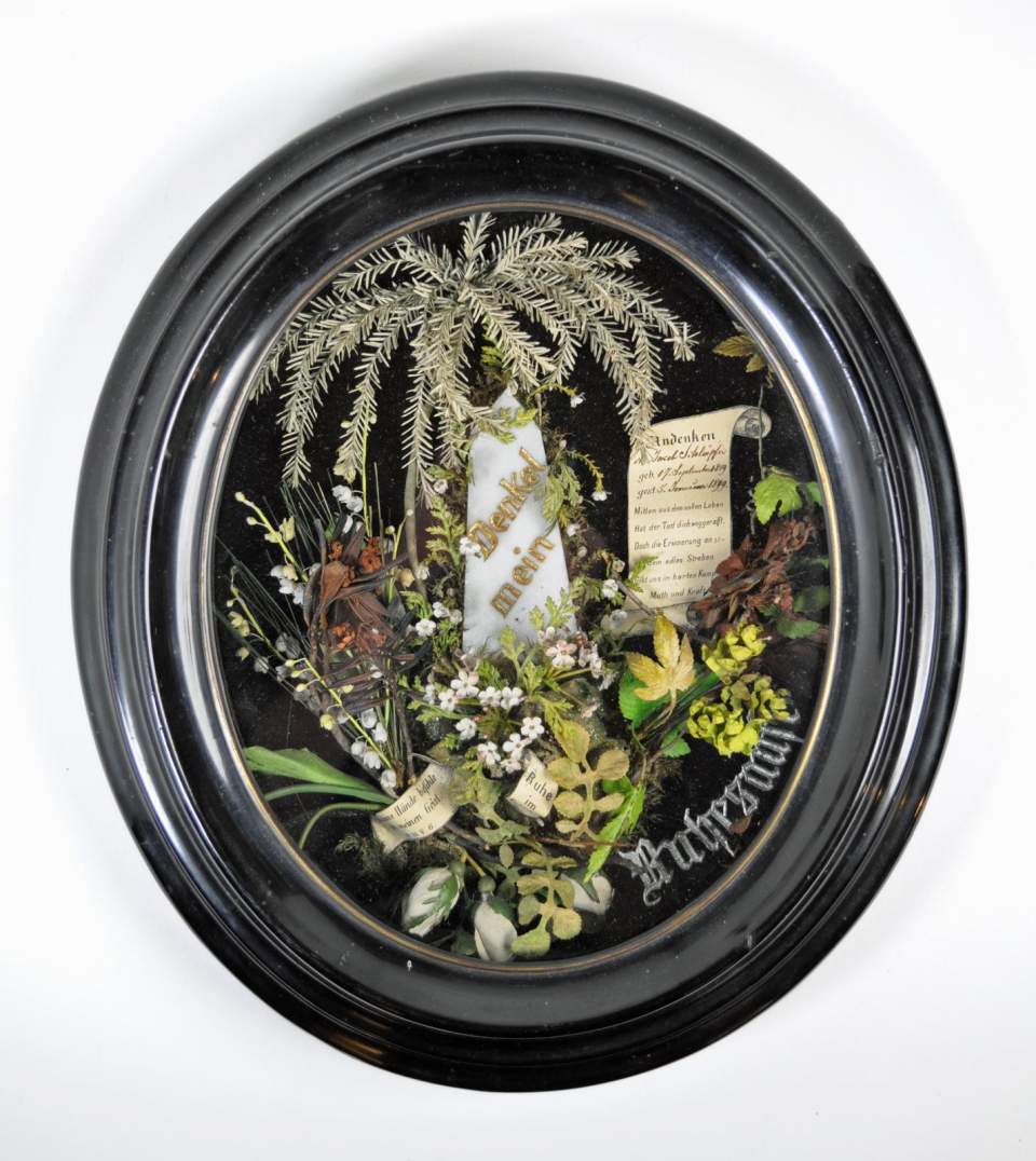 Totengedenkbild für Jacob Schläpfer, Collagebild, 1899