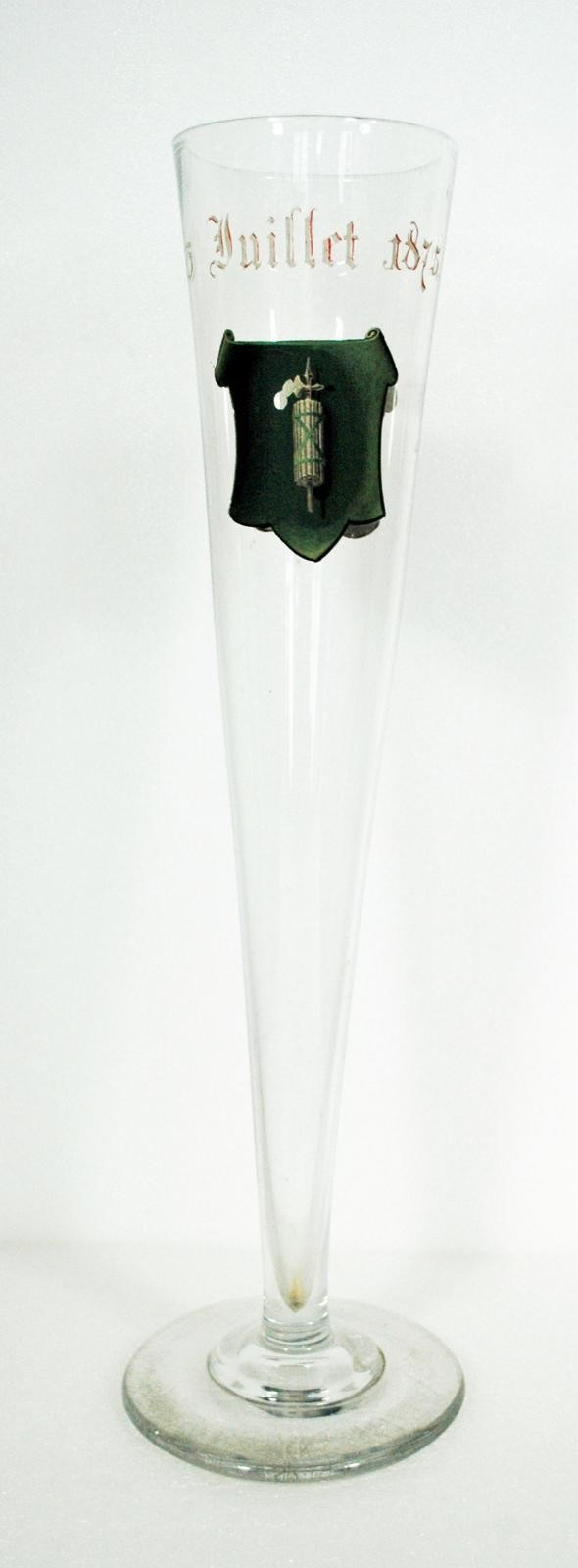 Erinnerungskelch 13 Juillet 1875, Stadtsängerverein Frohsinn, Oratorienchor  St. Gallen, Kelchglas, Glas, Wappenglas