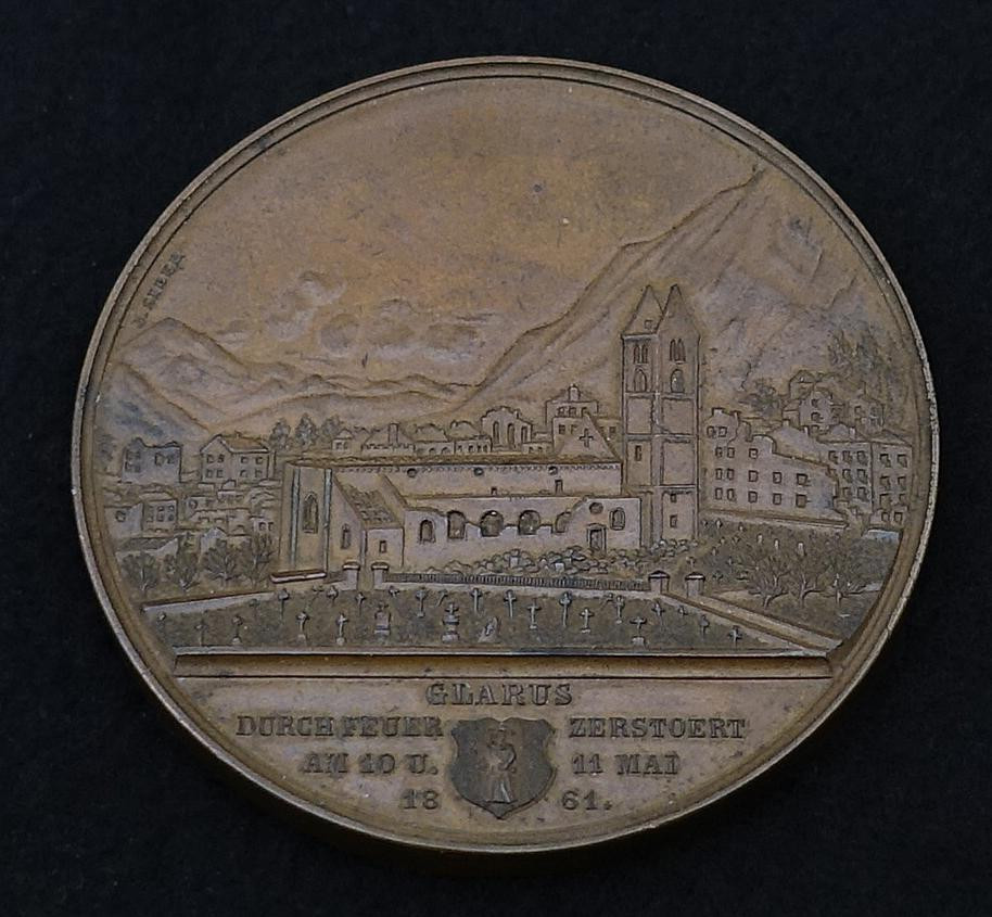 Gedenkmünze Brand von Glarus 1861