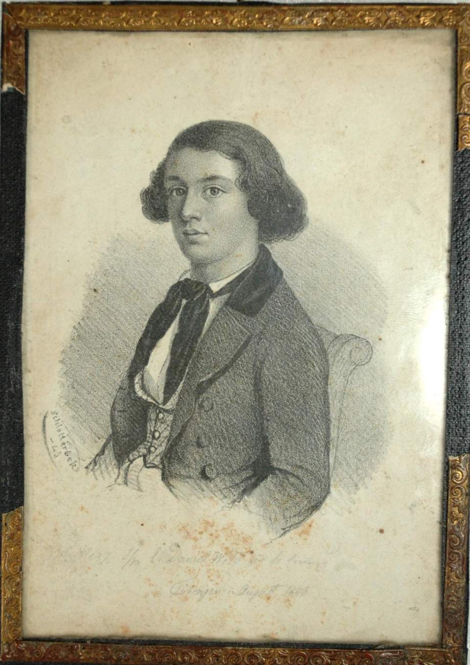 Studentenbildnis des H. Merz, Tübingen, Studienfreund des Dekans Daniel Wild (1825-1917)