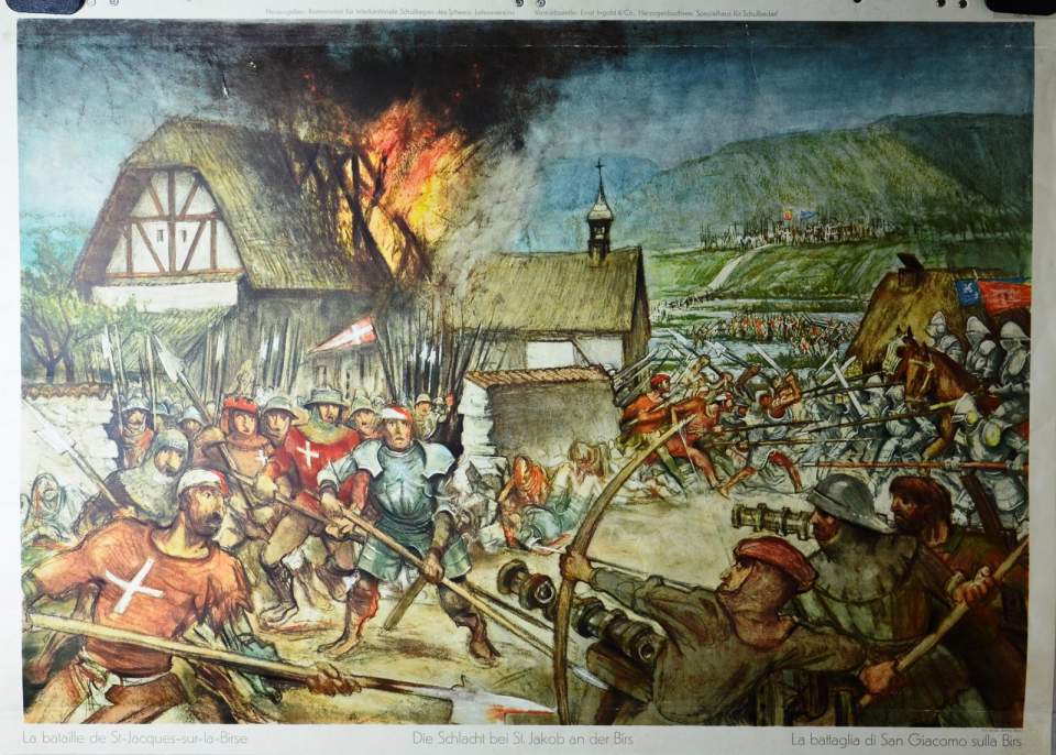 Die Schlacht bei St. Jakob an der Birs (Schweiz. Schulwandbild Nr. 45)