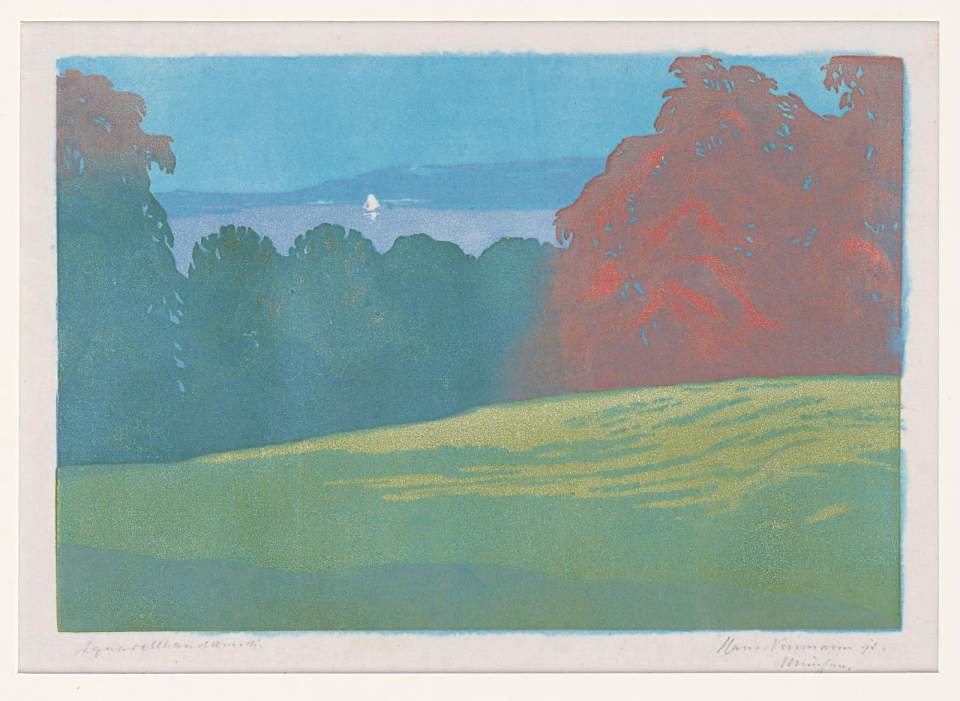 Farbholzschnitt "Am Starnberger See"