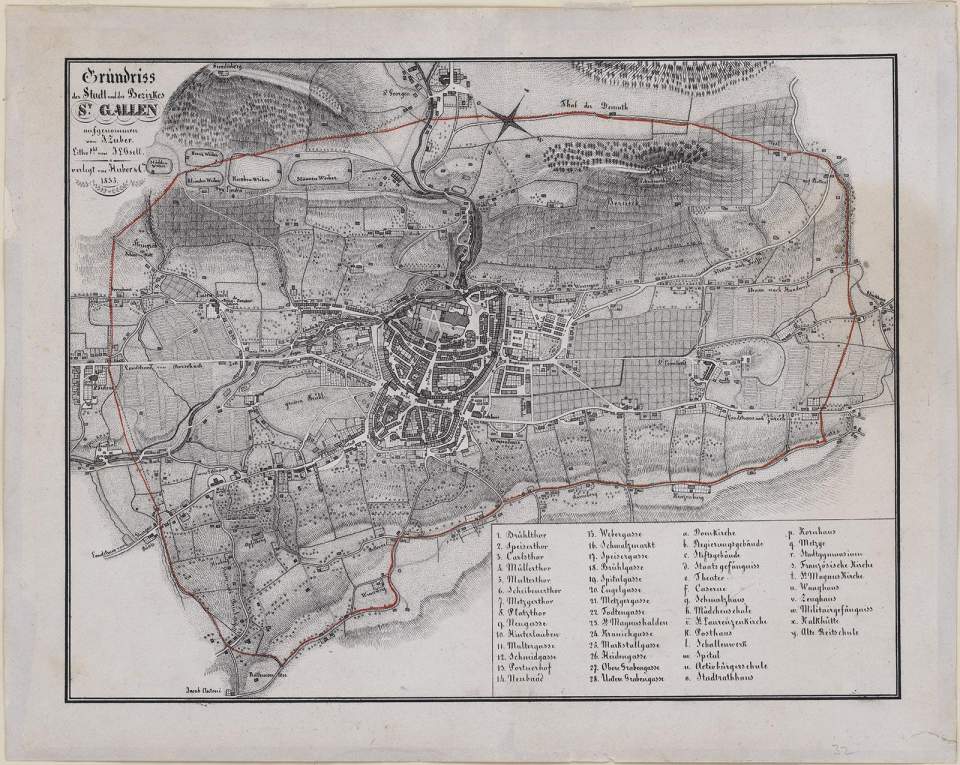 Zuber-Plan, Stadtplan von St. Gallen