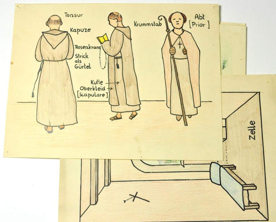 Schülerzeichnungen zum Thema Klosterleben