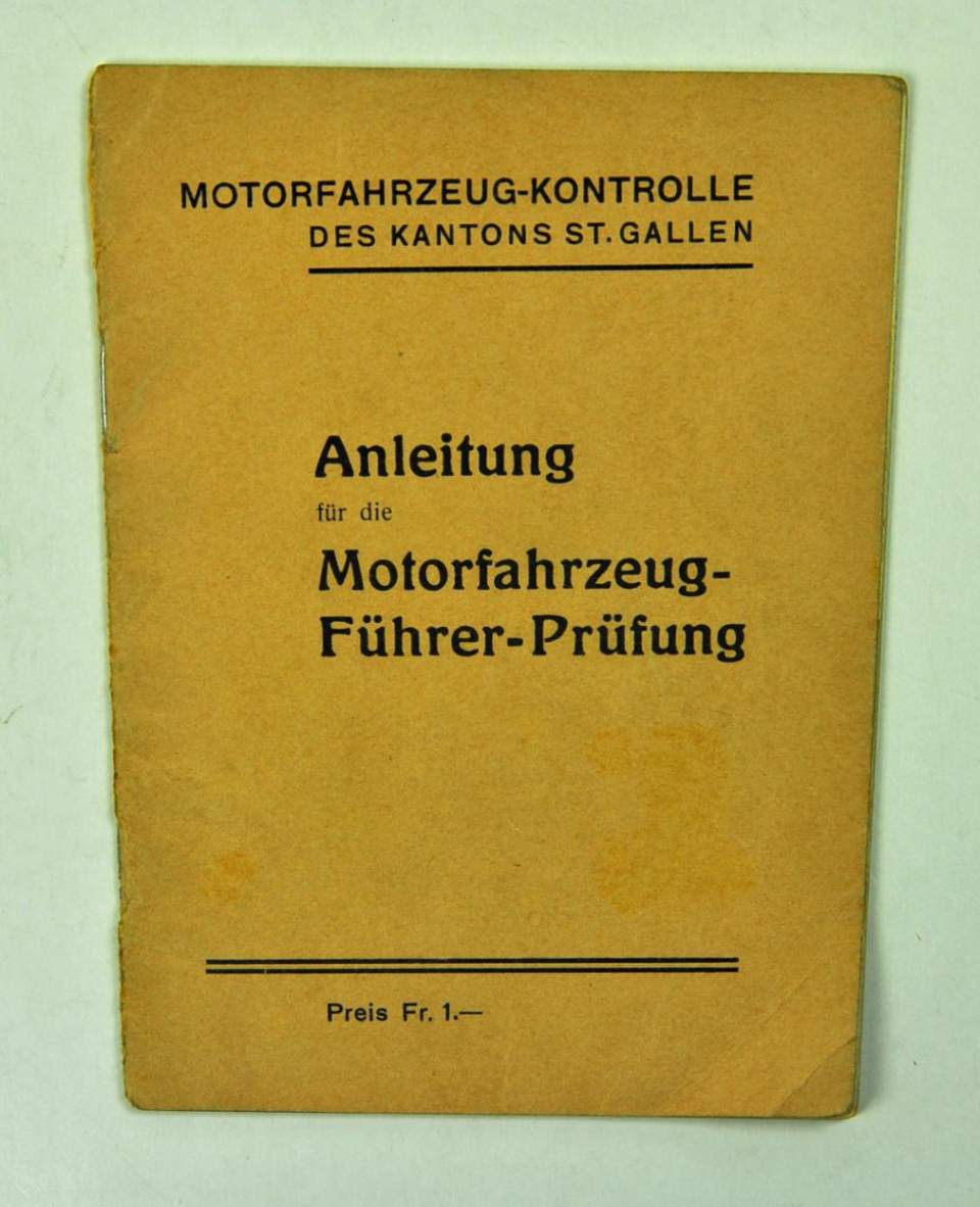 Broschüre: "Anleitung für die Motorfahrzeug-Führer-Prüfung"