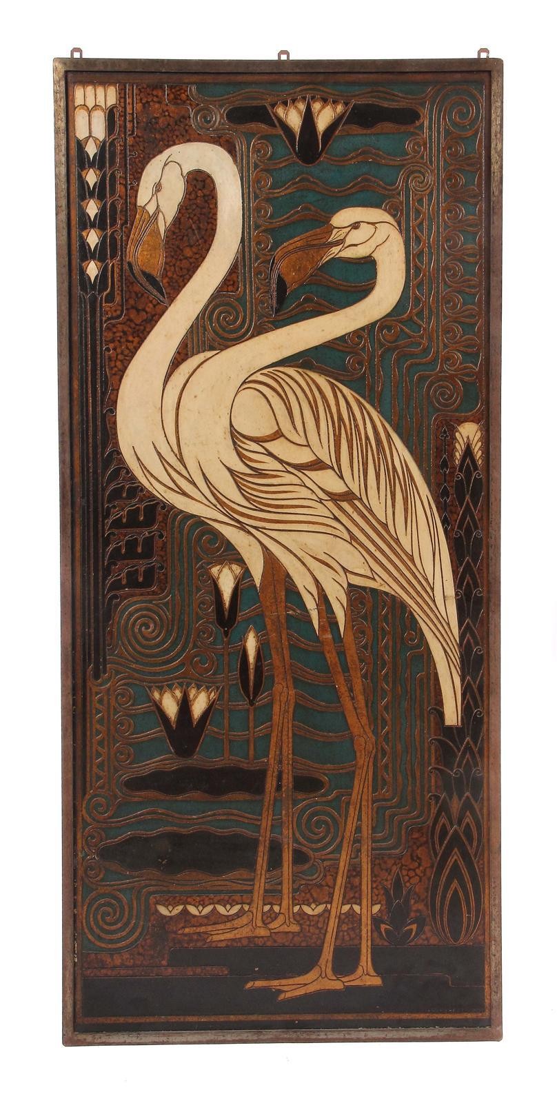 Grosse Jugenstiltafel Flamingo