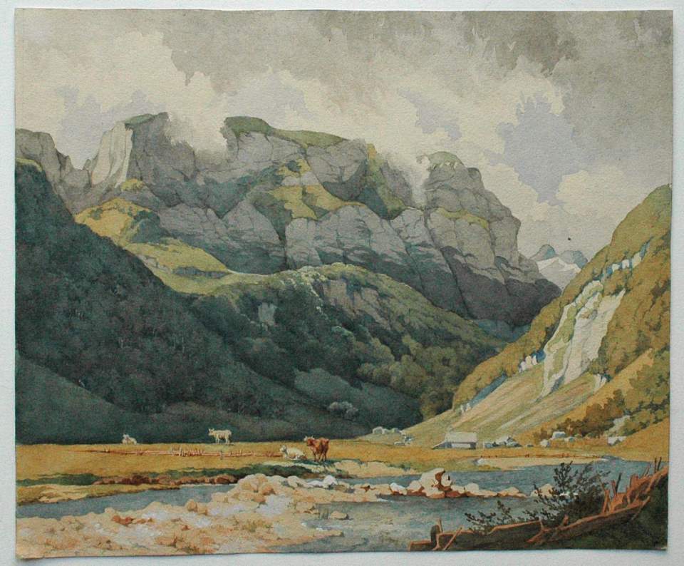 Aquarell, Weissbad, Appenzell AI, von Anna Elisabeth (Nette) Kelly