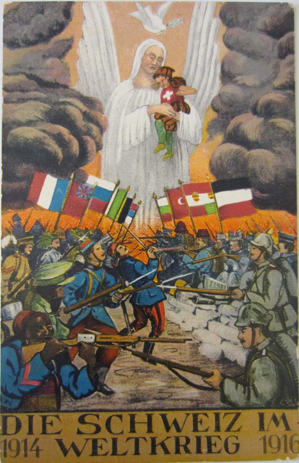 Postkarte, Ansichtskarte, Die Schweiz im Weltkrieg 1914 1916, Erster Weltkrieg