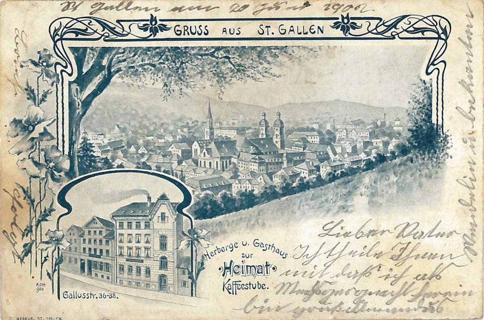 Postkarte St.Gallen, Herberge zur Heimat