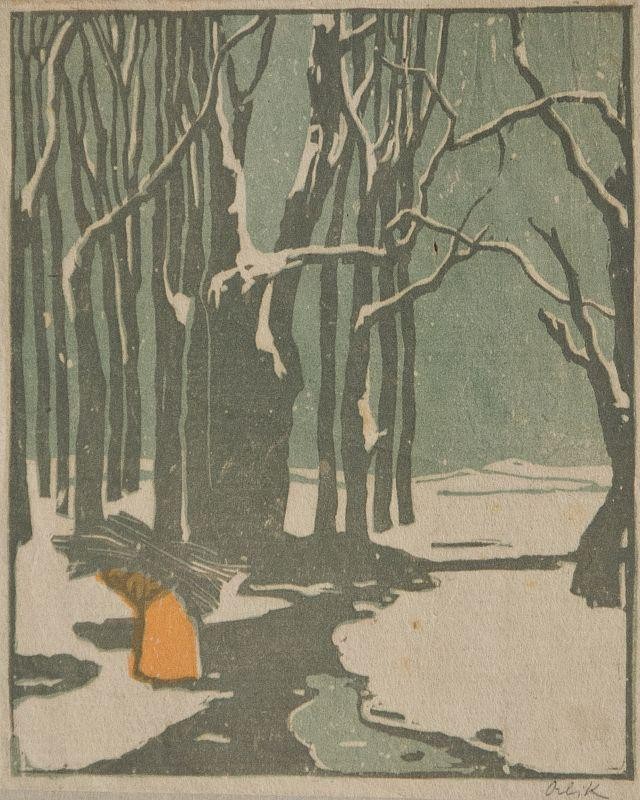 Farbholzschnitt Emil Orlik "The Trash Picker"