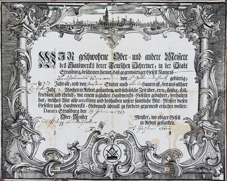 Gesellenbrief für Bartholomäus Weiermann