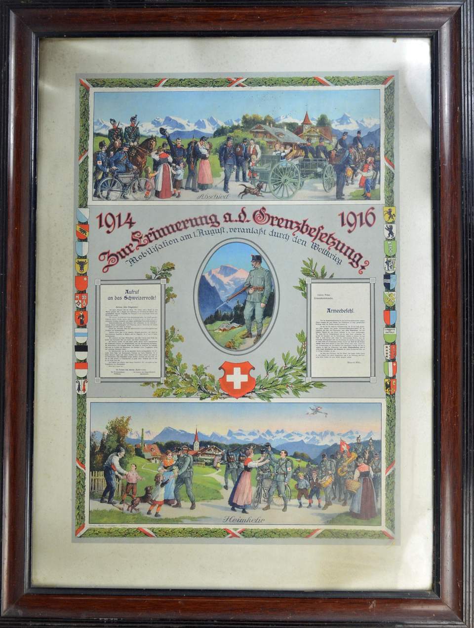 2014.012 Farblithografie «Zur Erinnerung a.d. Grenzbesetzung 1914-1918»