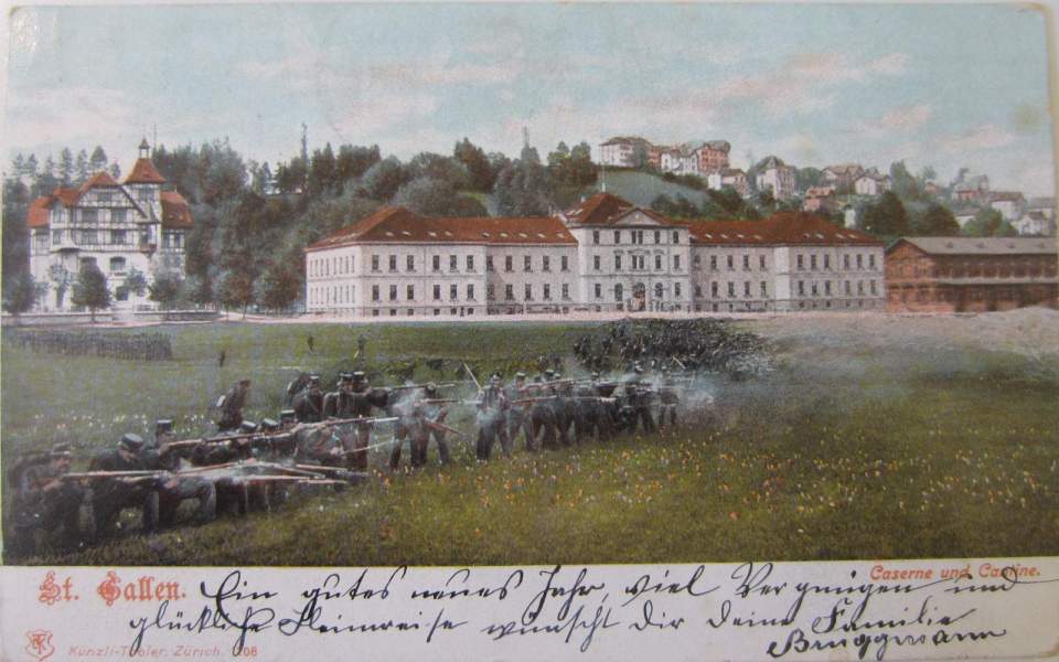 Postkarte, Ansichtskarte, St. Gallen, Caserne und Cantine