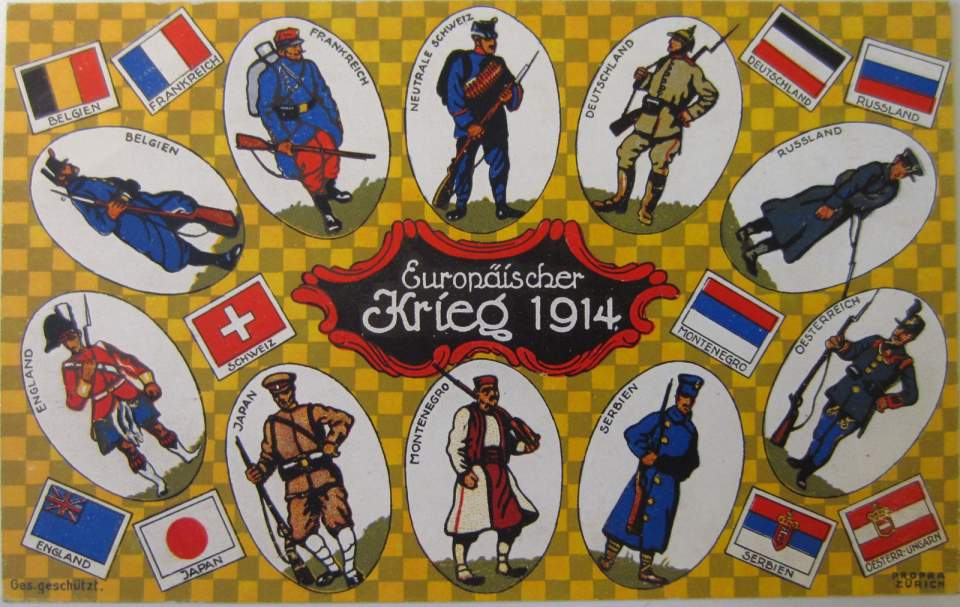 Postkarte, Ansichtskarte, Europäischer Krieg 1914